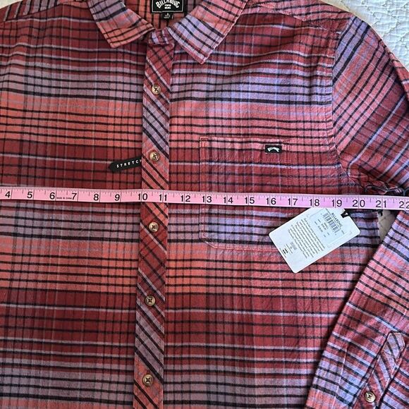 NWT Billabong Men’s Coastline Flannel Shirt Rose Dust Size S - Picture 9 of 13